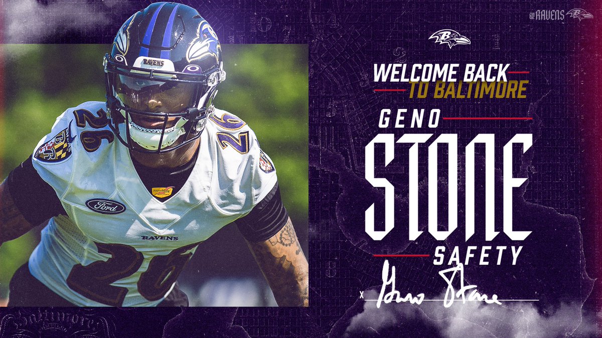 Ravens's tweet photo. We have signed S Geno Stone to a one-year deal. https://t.co/wT96sD3JMA
