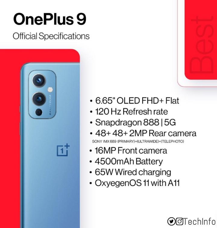 Techinfo2003's tweet image. Oneplus 9 series has being launched today 
Check the specifications