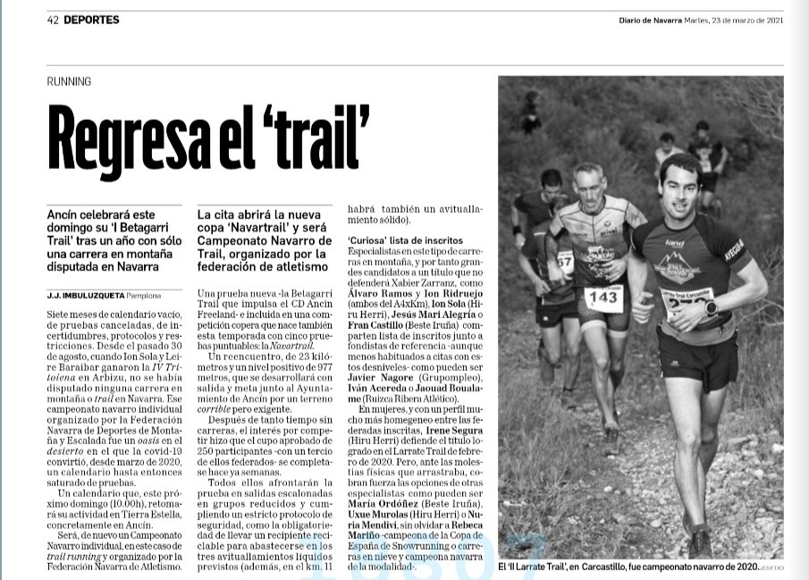 TrailRunNavarra's tweet photo. Este domingo el #trailrunning vuelve a Navarra de la mano de la Federación Navarra de Atletismo.
Ancín será el inicio de la Copa #Navartrail2021.
Como siempre, @atletismoFNAF liderando el futuro.  👏👏
@deporte_na @atletismoRFEA https://t.co/UZUfgC12Mf