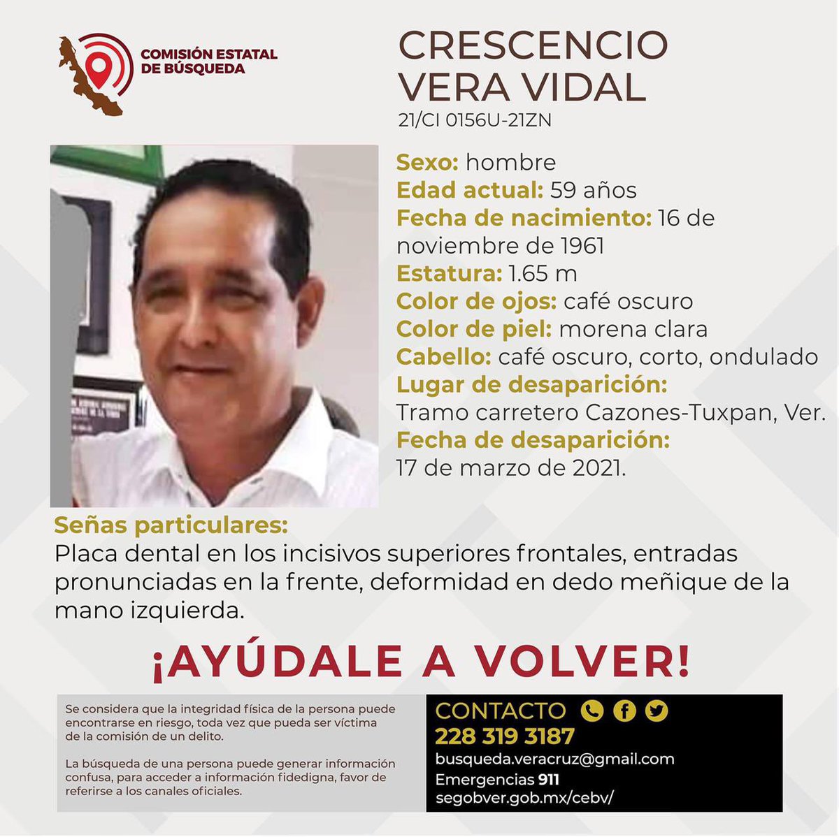 SoyLiliCornejo's tweet photo. ⚠️El tío de una amiga está desaparecido. ¿Nos ayudan a difundir su info, por favor?⚠️ @AreliPaz @BarraganHidalgo @nayaroldan @Yaninmv @PamCerdeira @TapiaFernanda    @OyeAlbert897 https://t.co/2u0w56cYnk