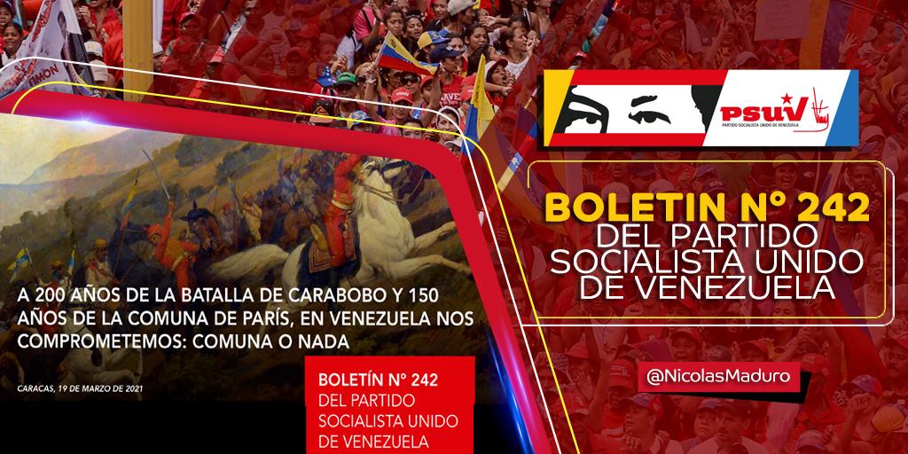 NicolasMaduro's tweet photo. Les comparto la edición N° 242 del Boletín del @PartidoPSUV, con temas de interés para seguir construyendo Patria. Crear Poder Popular es fundamental para avanzar en la recuperación económica del país. ¡Lee y Comparte! ==> https://t.co/R5UKYhgbuT https://t.co/lnsPRciFbR