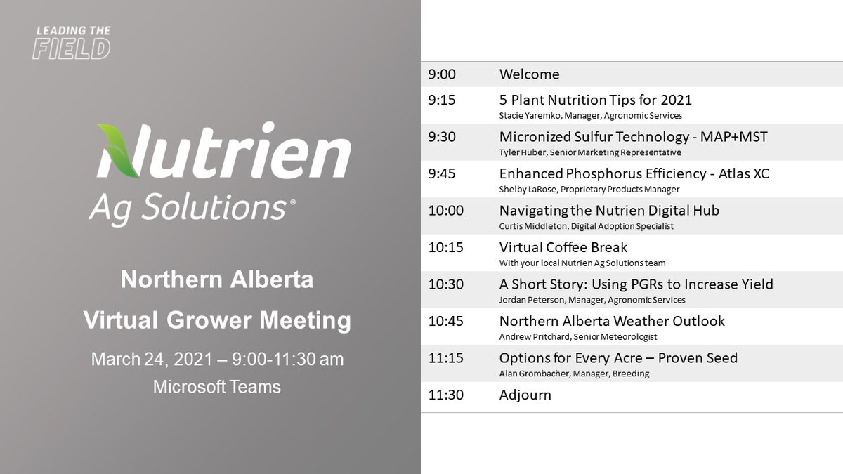 NutrienAg_NAB's tweet photo. Tomorrow morning is our annual #agronomic update meeting. Though virtual this year, we hope to share information that can positively impact your 2021 season. https://t.co/7BYePgSTY1