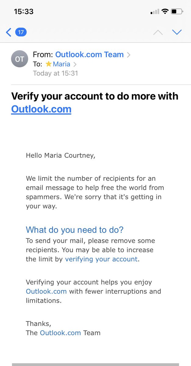 HazelEyes83's tweet photo. @Outlook is this from you? #OrIsItSpam 🤷‍♀️ https://t.co/a8p2rVSa5w