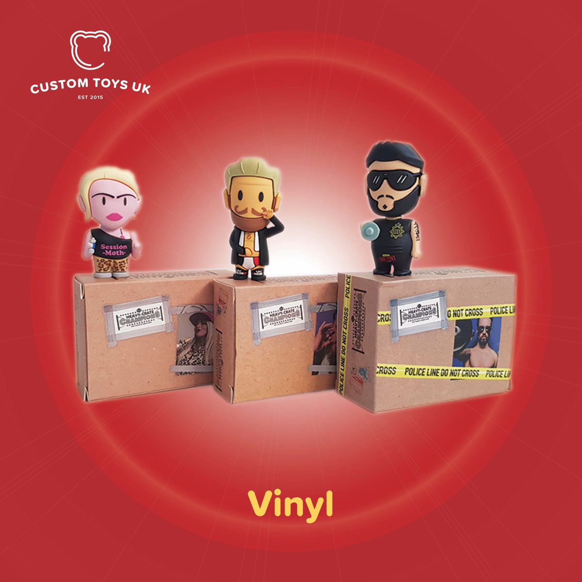 Vinyl Toys are a great way to turn your character into something your customers will love!
Look at the detail of these collectable figurines 
Every element of your vinyl figurine can be tweaked to perfection
I mean even I had to have small adjustments to my paws to help me stand