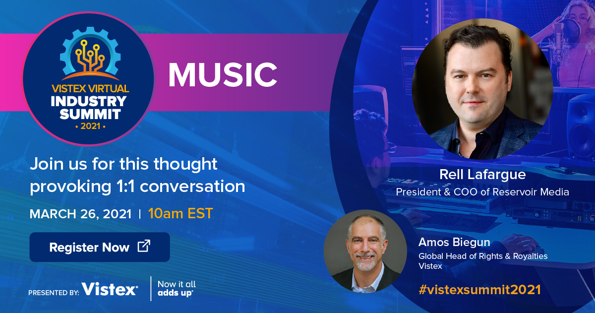 ReservoirMedia's tweet photo. Don’t miss the @Vistex Summit on Fri, March 26th at 10am ET featuring a keynote conversation with our very own President/COO Rell Lafargue! Tune in to hear his views on the current state of the industry &amp; where it's headed 🎧💙 #VistexSummit2021
 
Register here: /vistex.link/3ckV https://t.co/k53ZApTuKe