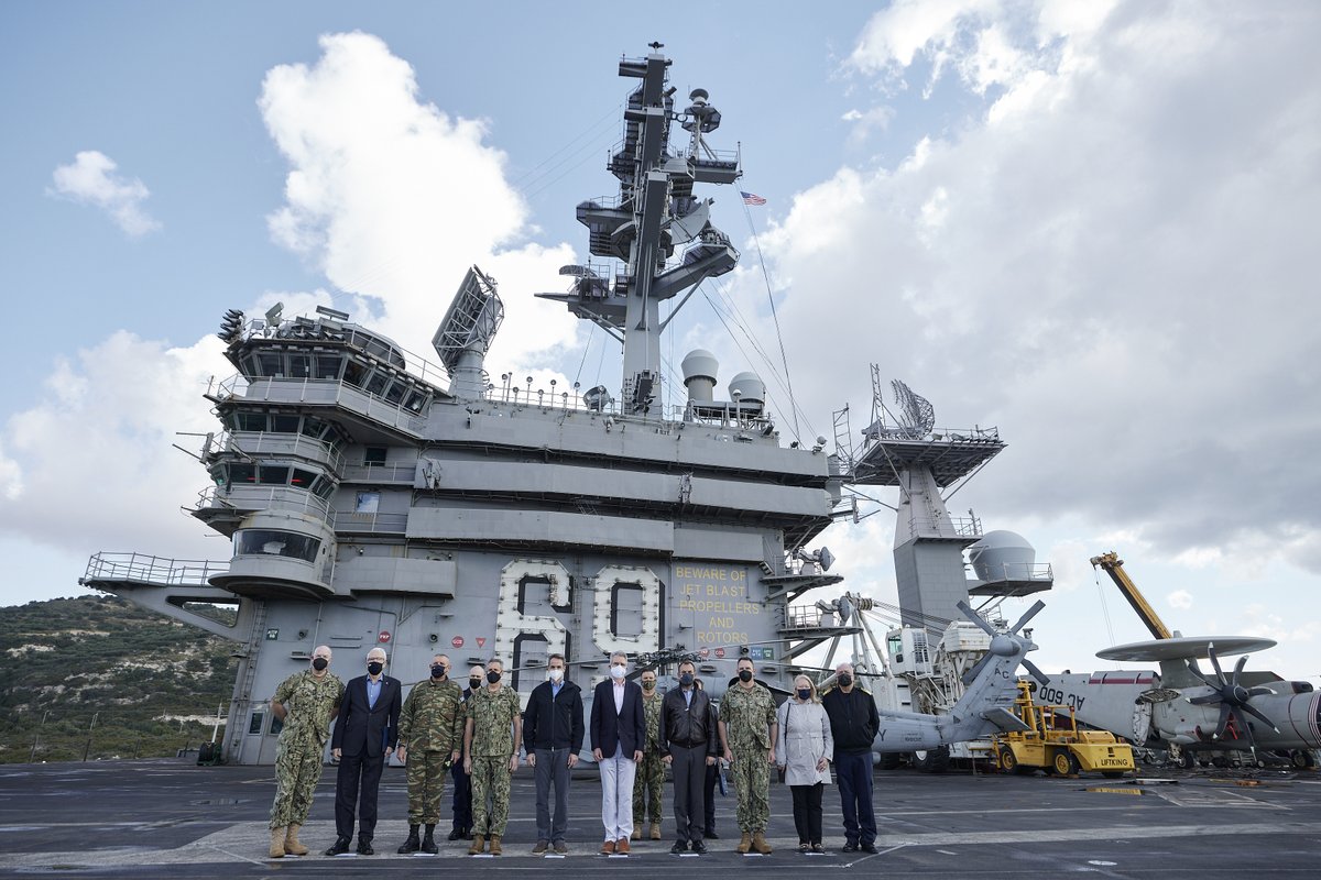 TODAY: 🇬🇷<a href="/PrimeministerGR/">Prime Minister GR</a> visited &amp; toured 🇺🇸<a href="/TheCVN69/">USS Dwight D. Eisenhower (IKE)</a> in Souda Bay, #Greece along with @USAmbPyatt &amp; ADM Burke. The 🇬🇷🇺🇸 leaders discussed the steadfast partnership between the two <a href="/NATO/">NATO</a> Allies &amp; the steadfast relationship between our navies.

#TogetherStronger