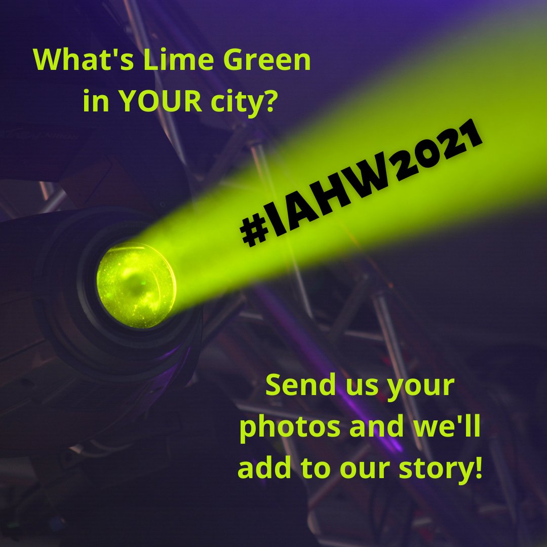 IAHW_IAAH's tweet photo. Is YOUR city Lime Green this week?  We've seen Campinas in Brasil, Goa in India, and we know starting tomorrow Austin and Philadelphia are going Lime Green too!  Young people - when you see lime green, that's your community showing you love!  #IAHW2021 #painttheworldlimegreen https://t.co/u3Fd9aXT4Y