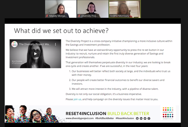 maddy_mw's tweet photo. Fun session this morning with @MorrisseyHelena, @HTFINMKTING and @DiversityProj members discussing how we can collaborate to amplify the D&amp;I conversation in the investment &amp; savings industry. Some fantastic initiatives already underway for 2021 #Reset4Inclusion https://t.co/y2xD9vvFbd