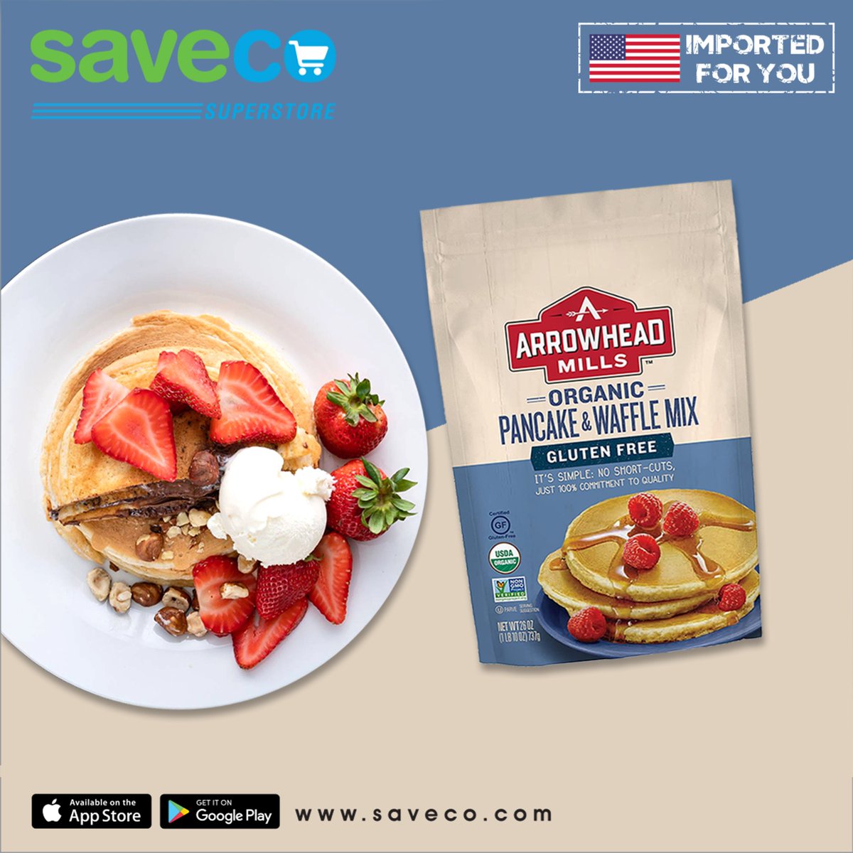 savecoQ8's tweet photo. Arrowhead Mills Mixes Gluten Free Pancake &amp; Waffle 26oz
أروهيد ميلز خليط الوافل والبانكيك 26 أونصة https://t.co/8JcfeWVcD5