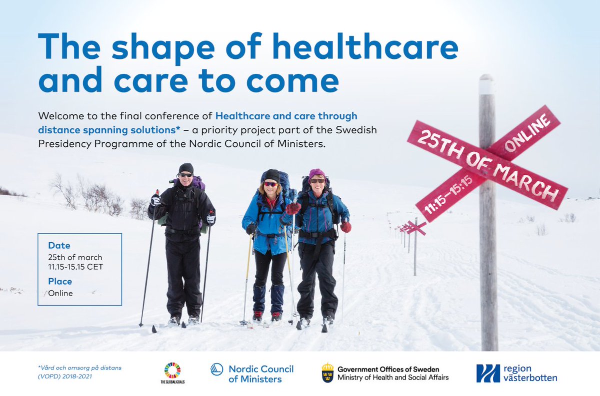 VardPa's tweet photo. Welcome to VOPD Final Conference 25th of March, 11:15-15:15 CET: We are proud to announce that the Ministers for Health and Social affairs from all nordic countries and Åland will join for a conversation. Register for your participation here: https://t.co/kBsz9vYI1K https://t.co/gz4hwUntgo