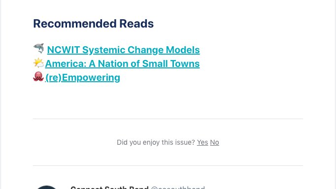 Which of our recommended reads were of value to you this week?
newsletter.cosb.in/issues/the-sta…
#southBend #community #connect