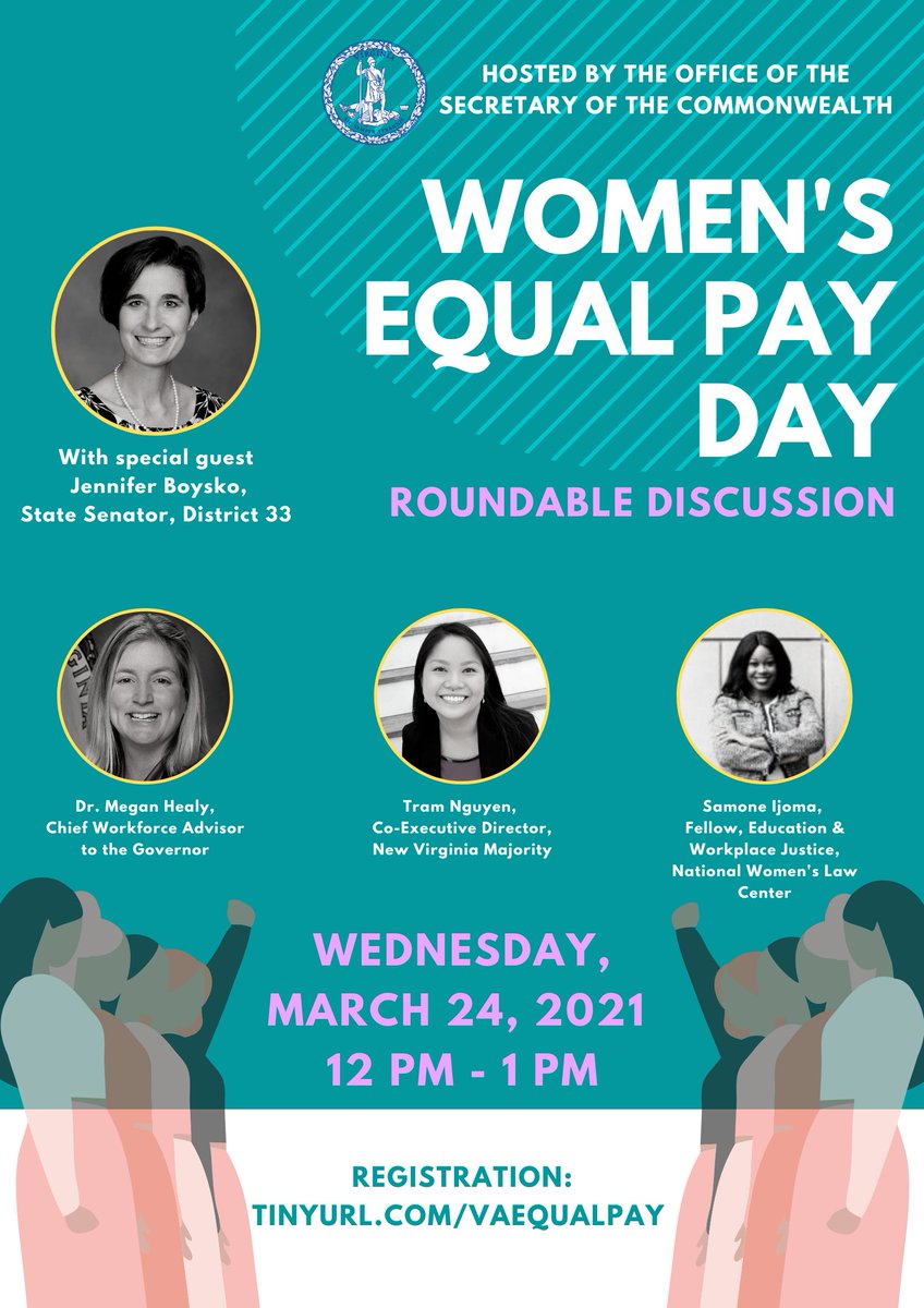 nwlc's tweet photo. Join us tomorrow in honor of #EqualPayDay to learn more about equal pay in Virginia!👇 https://t.co/odos2uUbpX https://t.co/uJPtnabLqv