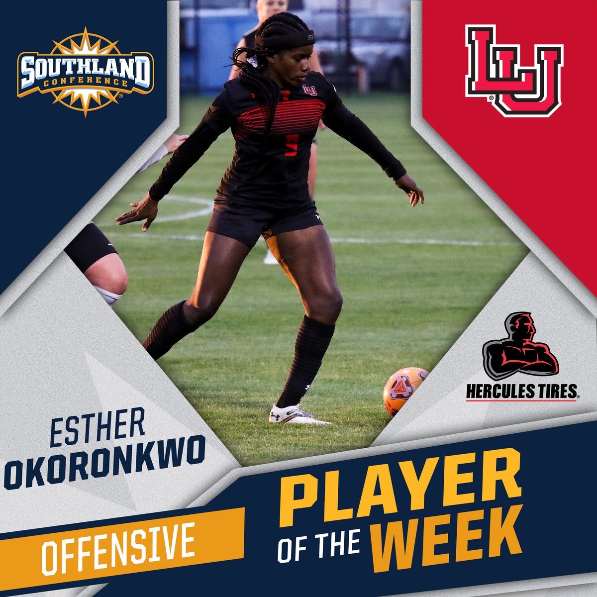 SouthlandSports's tweet photo. Get the 🧹 out❗️ It's a Lamar sweep for #SouthlandStrong women's ⚽️ weekly honors, presented by Hercules Tires #WeAreLU 

🔗- https://t.co/EWpvLszVdk https://t.co/bLGJDGI1tH