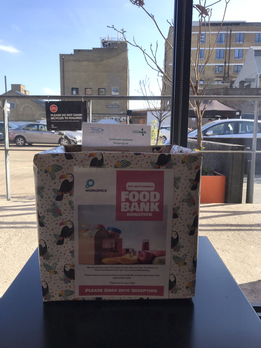 WSBiscuitF's tweet photo. We’ve started a food bank donation box  - please drop what you can when you get a few minutes! Donations go to the @cityhopelondon food bank #doingtherightthing https://t.co/q48D3gqoEK