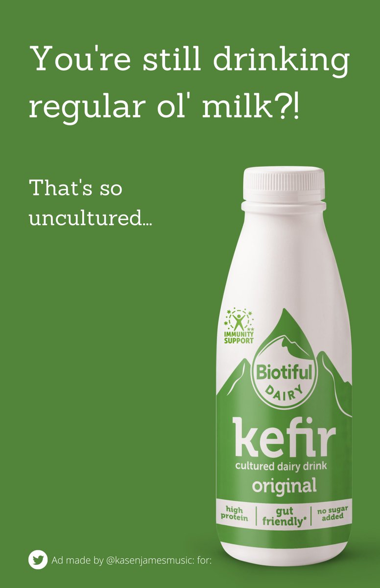 kasenjamesmusic's tweet photo. "Milking it": How to #UpgradeYourBreakfast pt 1/3 @OneMinuteBriefs @BIOTIFUL_DAIRY #advertising #adtwitter #copywriting #creative #wordplay #lol #dairyfunny #legendairy https://t.co/i2PD4GAQLf