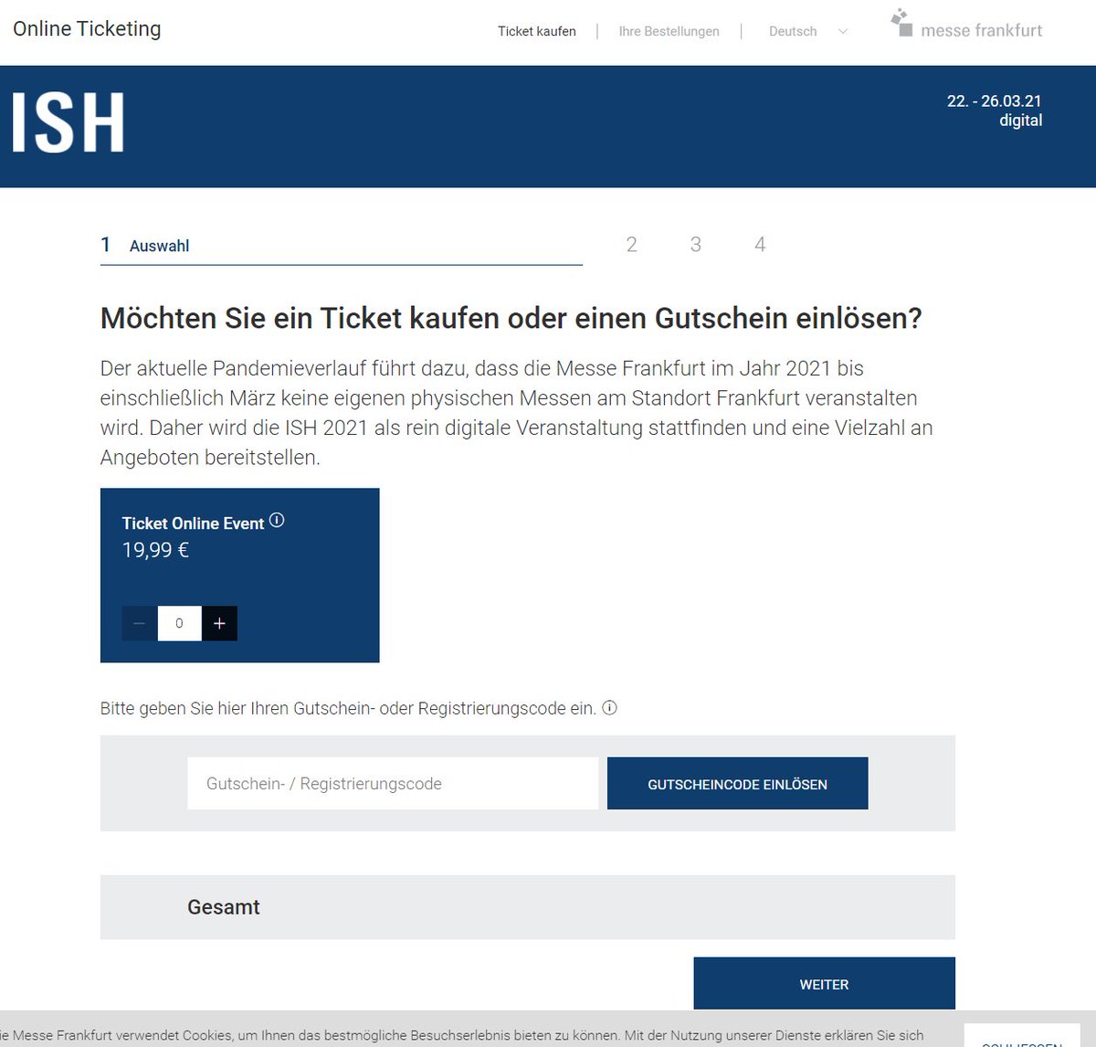 Schöne digitale Werbeveranstaltung mit Eintrittspreis. #ISH21