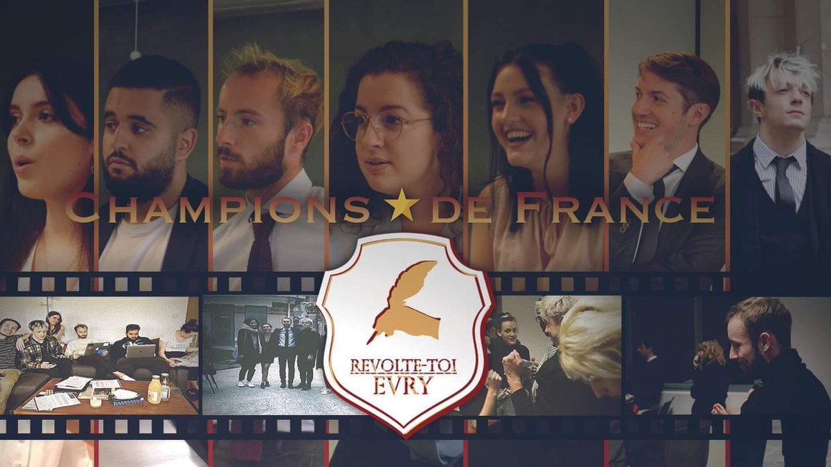 UnivEvry's tweet photo. Mardi dernier, l'association @RevolteToiEvry  de #UnivEvry est devenue championne de France de Débat 2020 de la Fédération Francophone de Débat et d’Eloquence !
L'Université d'Évry est fière et félicite ses heureux champions ! 👏
#débat #éloquence #coupedefrance #championnat https://t.co/oo9a1cpc5q