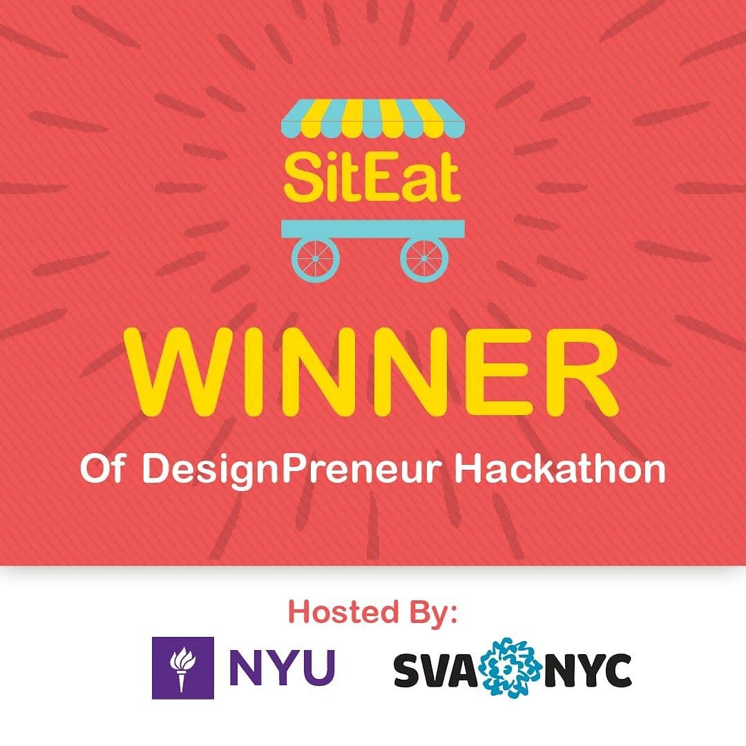 We won 🏆
SitEat emerged winners of the just concluded DesignPreneur Hackathon. 
.
.
Thanks to our amazing SVA partner JB, all our mentors, and our amazing Beta testers.
.
We couldn't have done this without you! 
.
#SitEat #Champions #InvestmentReady #Stadiums #Airports