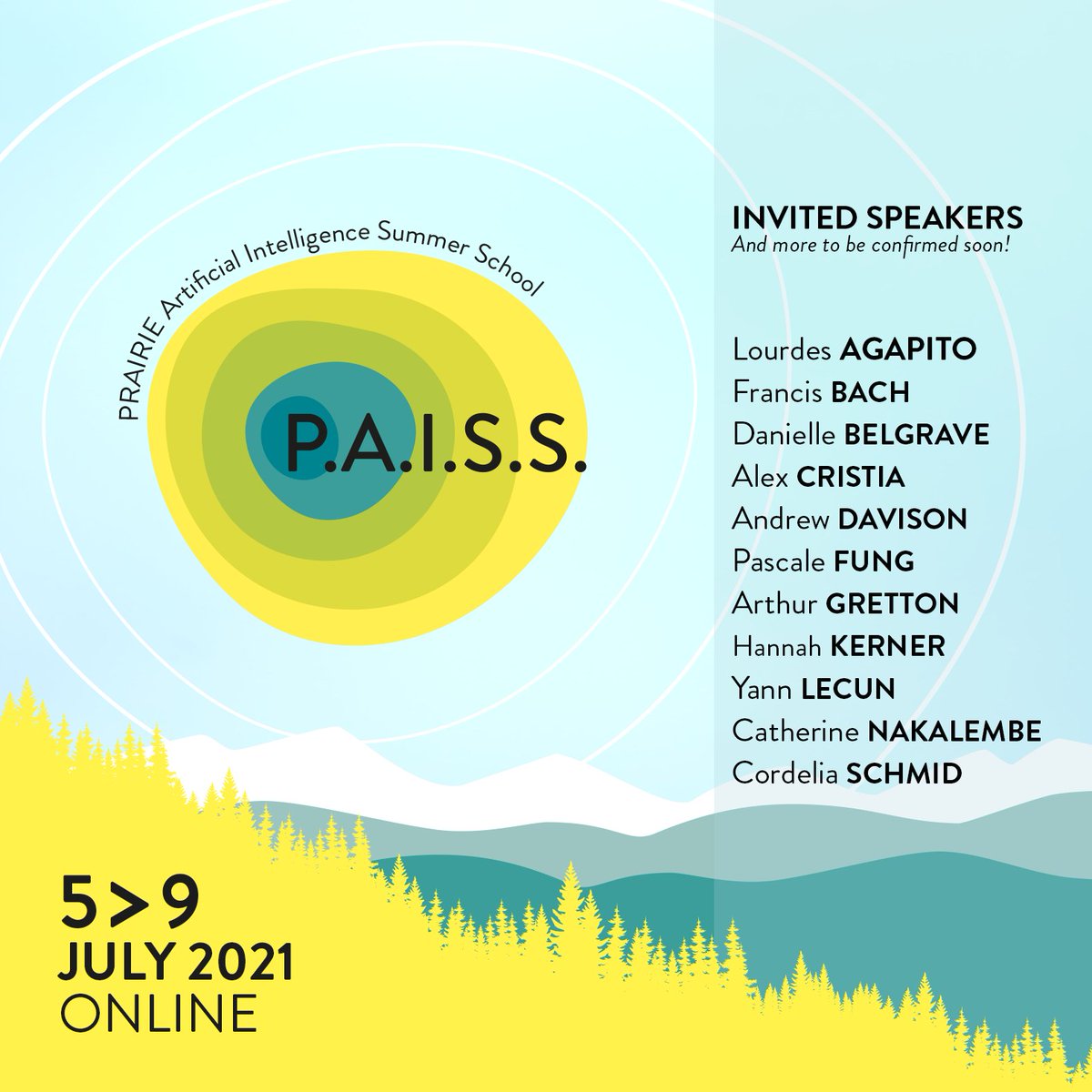 mversionpenny's tweet photo. We are thrilled to announce that the Prairie Artificial Intelligence Summer School is back with an awesome panel of speakers. It will be held online from the 5th to the 9th of july. Stay tuned on our website: https://t.co/faSmKluplx. Please RT! https://t.co/vNyj4IHwpj