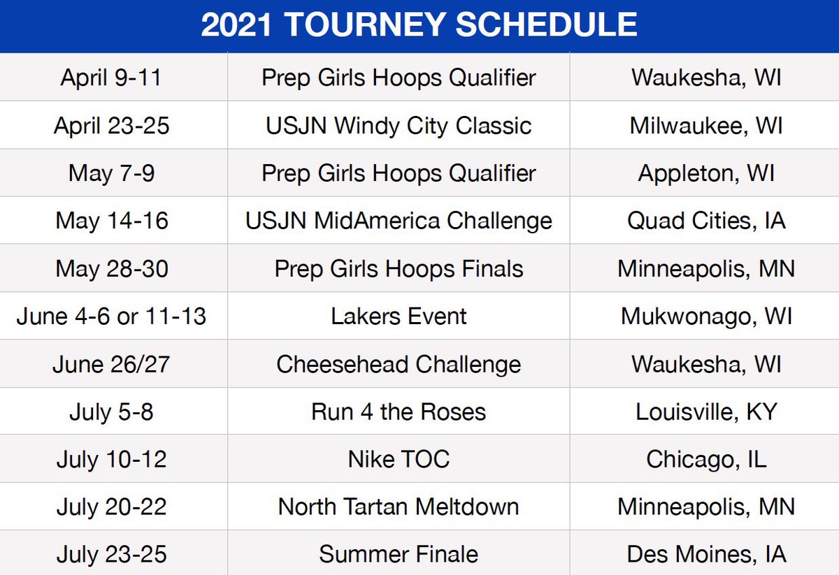 6 of our teams ready to take on this schedule - another 2 teams playing in all of these events except Louisville and Des Moines. Everyone hard at work getting ready!