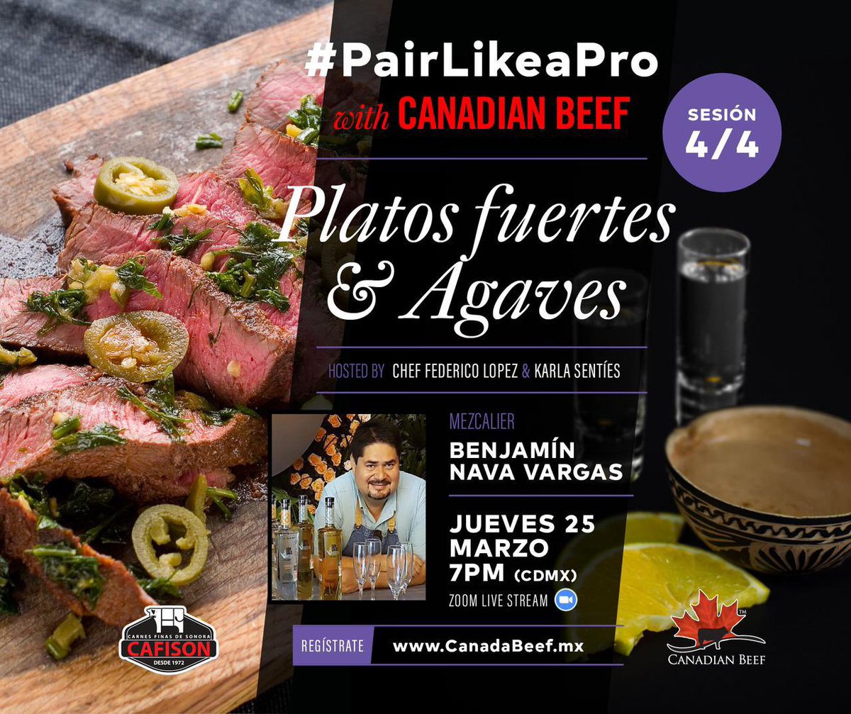 saborearte's tweet photo. Llegamos a la última sesión de #PairLikeaPro with Canadá Beef, en donde disfrutaremos de recomendaciones de maridaje para la carne de res AAA canadiense. ¡No te lo pierdas!
REGÍSTRATE GRATIS en https://t.co/LQvEMecFDW o en https://t.co/vXIRKdLtEP y recibe el acceso al evento https://t.co/SmNfV8evfL