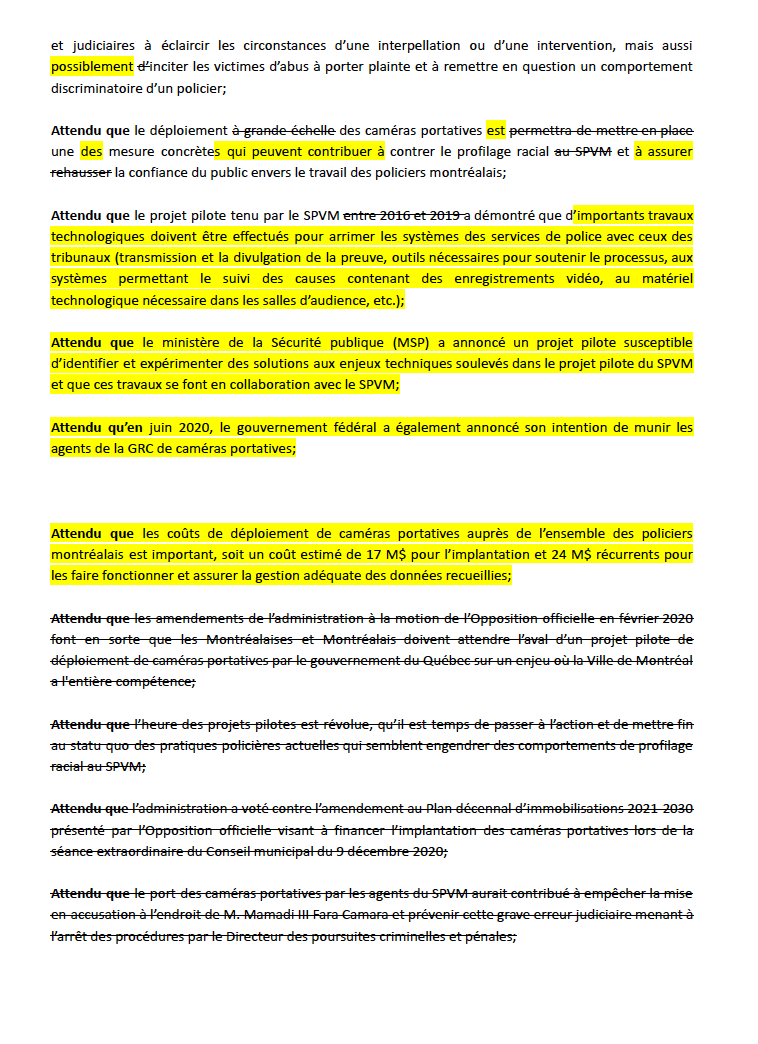 EnsembleMtl's tweet photo. Projet Montréal a complètement dénaturé notre motion sur les caméras portatives. Nous ne pouvons pas endosser les changements alors qu'ils ne remplissent plus les objectifs visés. L'admin vient de se prêter à un exercice de relation publique pour s'approprier la motion. #polmtl https://t.co/ffQW7XrxtP