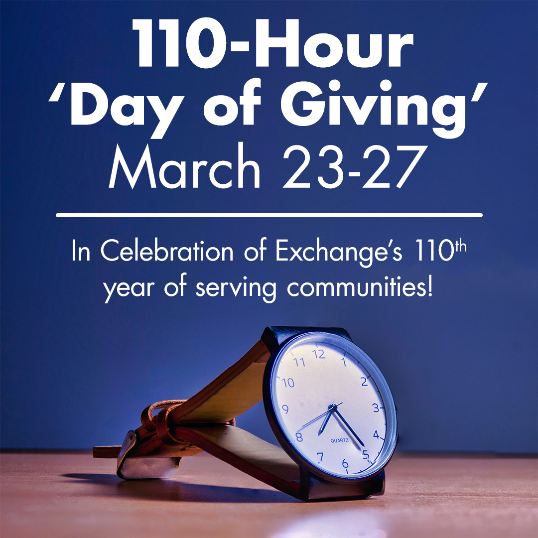 exchangeclub's tweet photo. The 110-Hour 'Day of Giving' is now! Through March 27, honors Exchange's 110 years of service to communities and is supported by generous donors who have issued a matching challenge for the first $4000 donated! https://t.co/A2xwAc1UB7
#110yearsofexchange #110yearsofgiving https://t.co/iPXUkik8yB