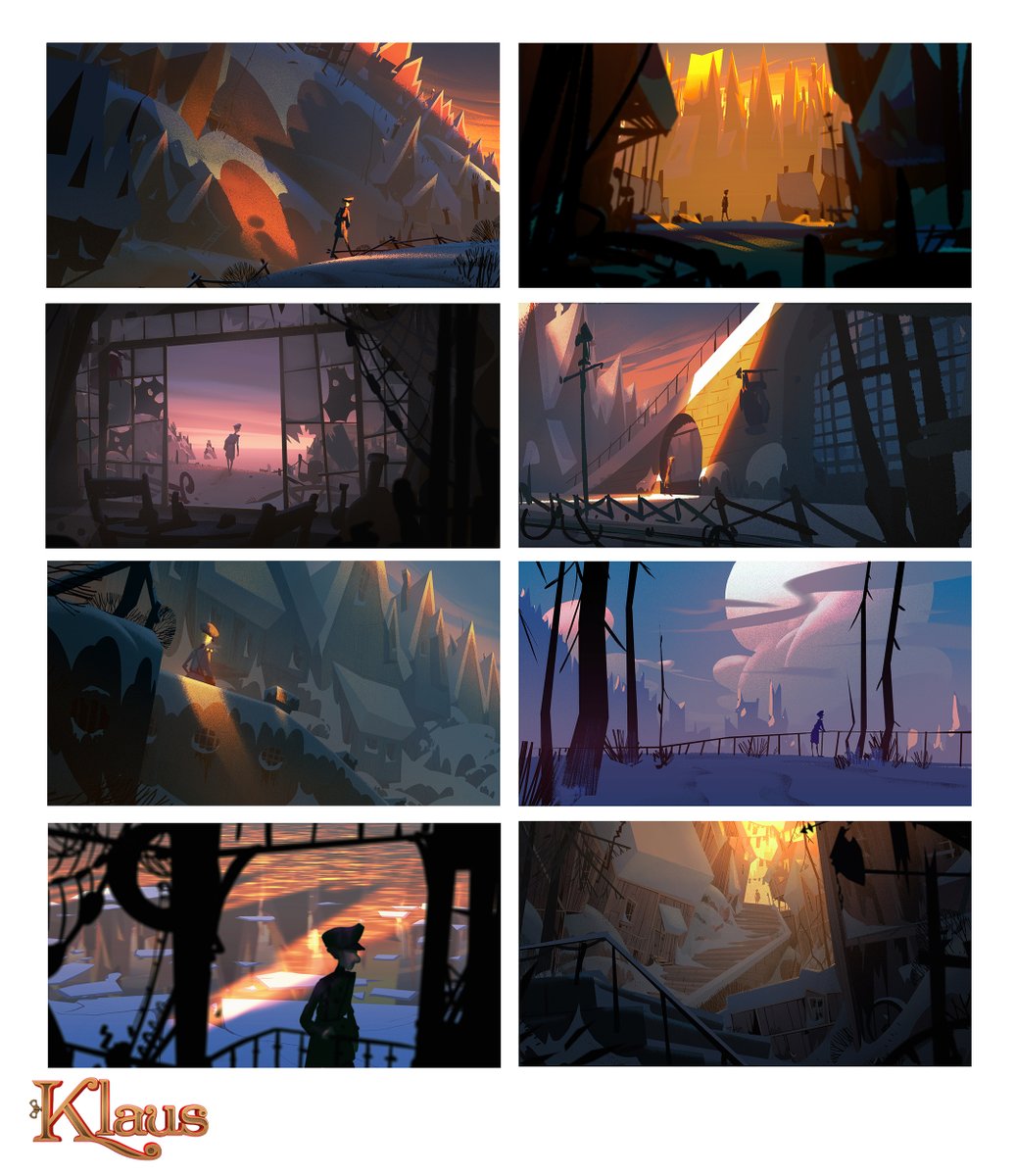 TheSPAStudios's tweet photo. Today we bring to you some Mood Color Sketches of some early explorations by BG Supervisor Gabriel Gomez (@gabrielgomez_art). They are very captivating, aren't they?
#TheSPAStudios #Klaus #KlausMovie #KlausNetflix #Artwork #EarlyExploration https://t.co/1fo4y8Wb4l