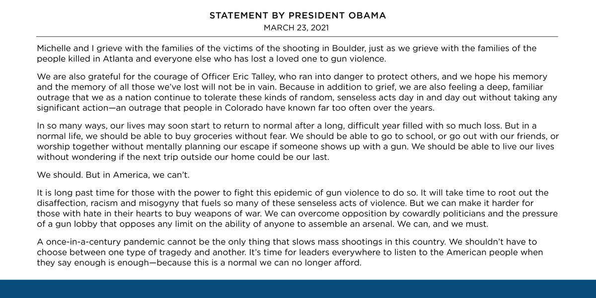 A once-in-a-century pandemic cannot be the only thing that slows mass shootings in this country. It’s time for leaders everywhere to listen to the American people when they say enough is enough.