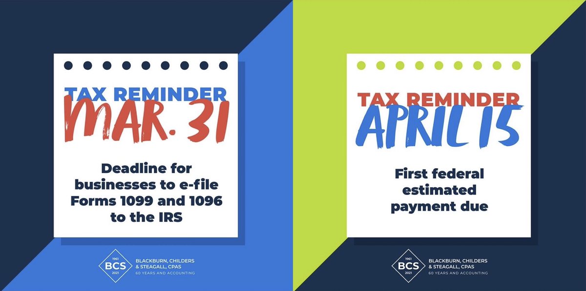 📣 TAX REMINDER TUESDAY! 
The first federal estimated payment is still due on April 15, 2021. To calculate your first payment for 2021, we need your 2020 tax information. Submit that information as soon as possible. Thanks for helping us better serve you! #taxseason #taxes