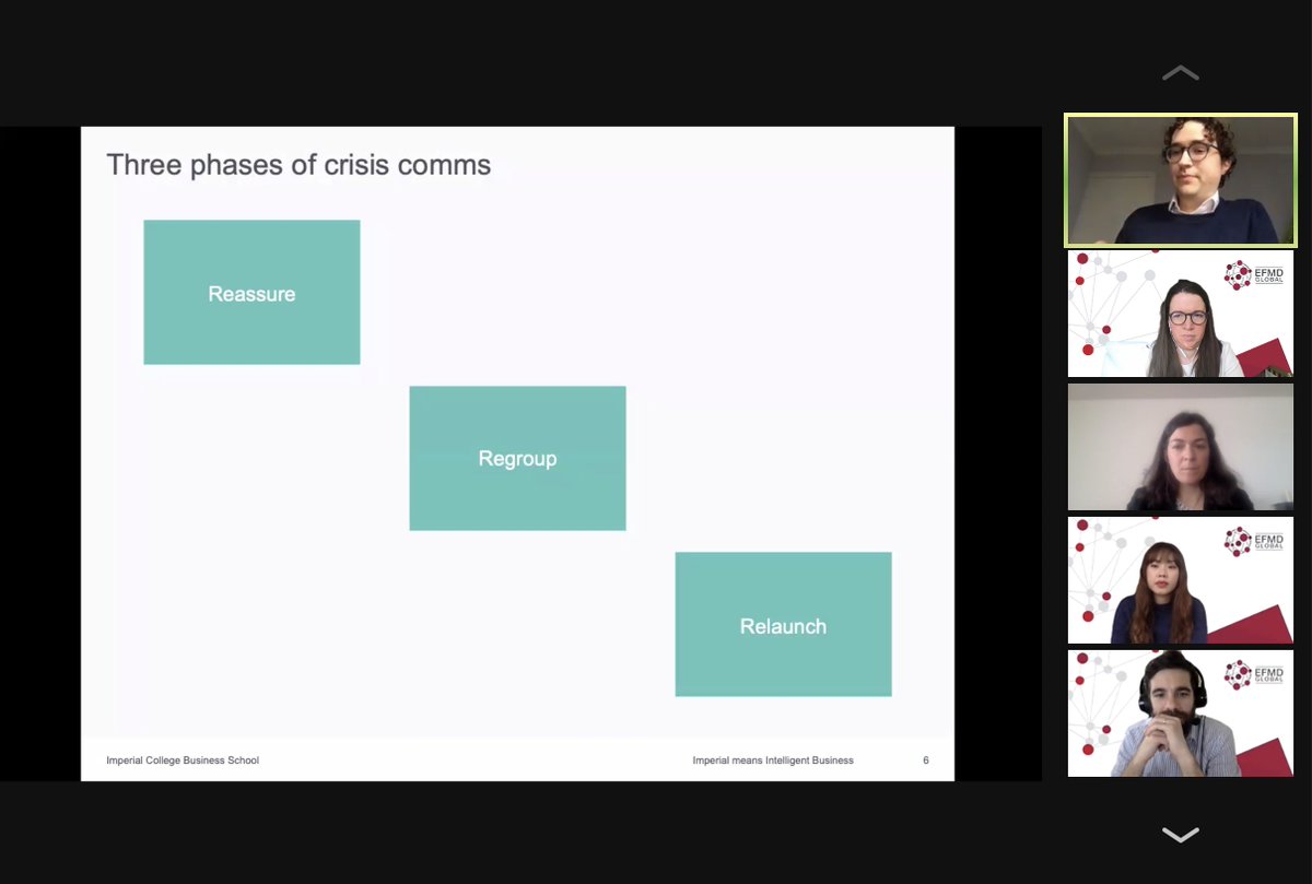 EFMDNews's tweet photo. Michael Mills @ImperialBiz shares his expertise and insights on #internalcommunication and how it impacts
#externalcommunication and crisis communication
✅Reassure
✅Regroup
✅Relaunch
➡️AKA the three phases of #crisiscommunication
#EFMDExtRel https://t.co/c95T03CmcY