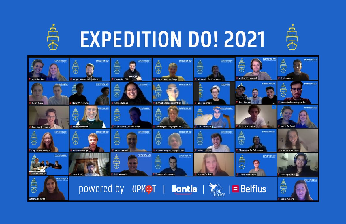 DO_UGent's tweet photo. We are proud to present the start of #expeditiondo 2021, powered by Upkot, @LiantisBe, @GoBirdhouse  / @Belfius. 18 teams of talented students and researchers with promising business ideas have been selected to board our unique @ugent Startup Programme: https://t.co/usBSUKkAQl https://t.co/j0Jc54TjpN