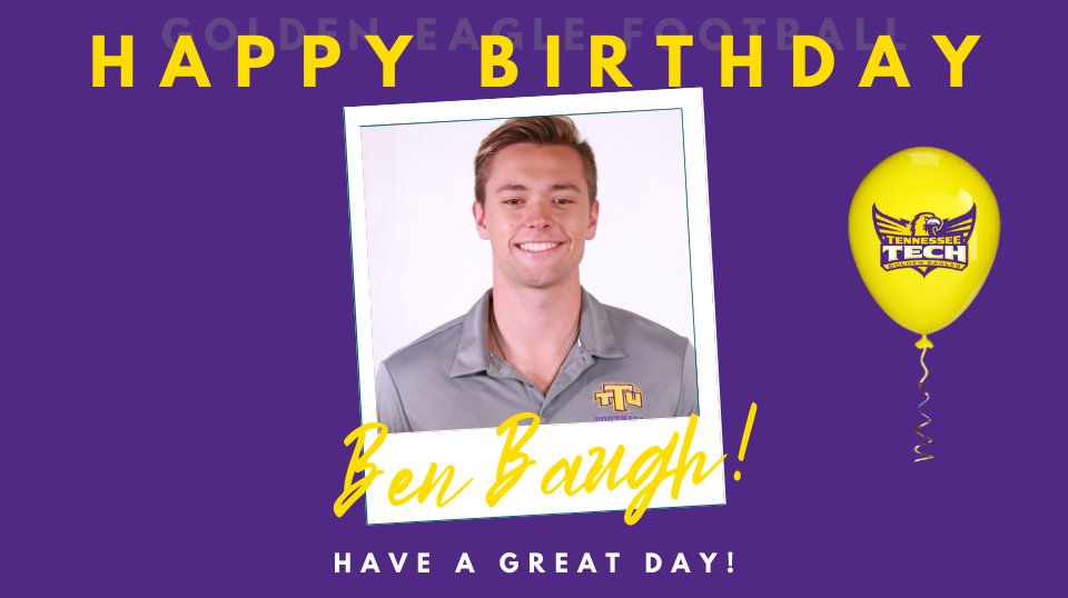MrsCoach_A's tweet photo. The @TNTechFootball family wishes @benbaugh18
a very happy birthday. Hope you have a great day, Ben! https://t.co/rMowtX7swp