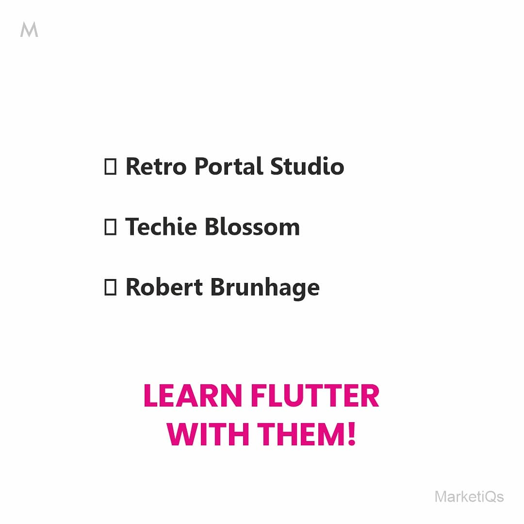 Top 10 YouTubers You Should Know To Learn Flutter! 👉 Flutter Dev 👉 The Flutter Way 👉 mtechviral 👉 Reso Coder 👉 Marcus Ng 👉 Raja Yogan 👉 Filled Stacks 👉 Retro Portal Studio 👉 Techie Blossom 👉 Robert Brunhage #flutter #marketiqs #androiddeveloper #developerlife