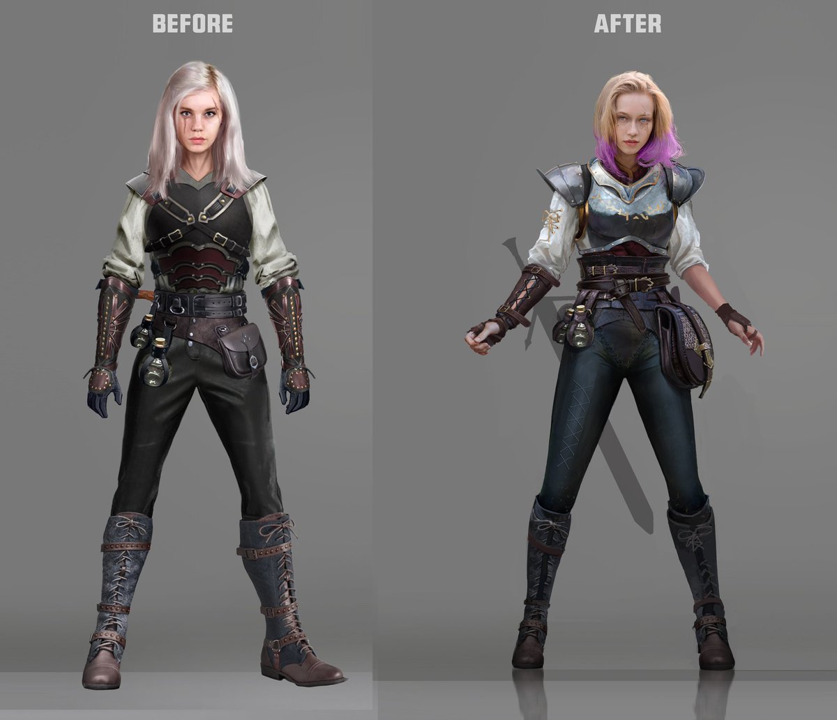 Redridinghong's tweet photo. A student paintover demo done in 2020. Showing the class what are the things needed to be addressed when it comes to final presentation and rendering.
#theoneacademy #conceptart #demo #characterdesign #characterart https://t.co/ae4nf3uv3h