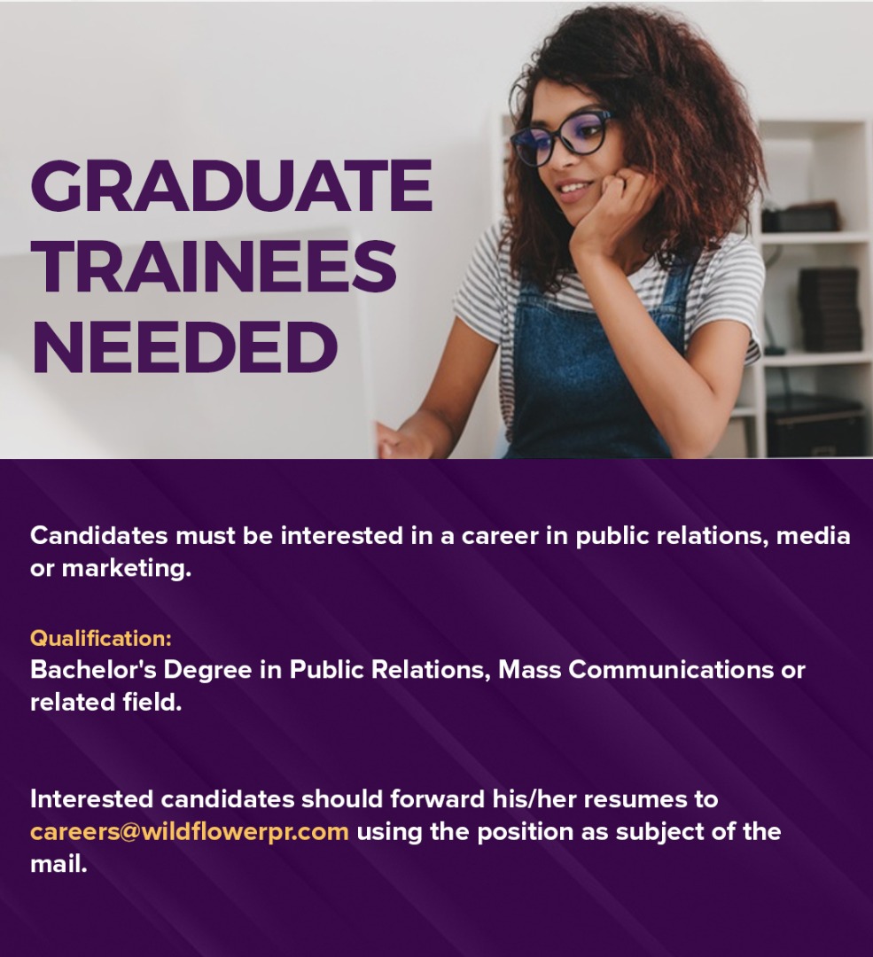 WildFlowerPR's tweet photo. We are currently hiring for a team member to join our creative team. Send your CV to careers@wildflowerpr.com. https://t.co/53gmgqjTJS