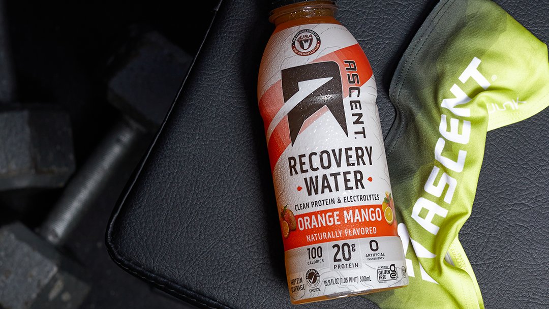 Ascent_Protein's tweet photo. Introducing #OrangeMango #RecoveryWater – a fresh twist on a deliciously citrus flavor! For a limited time, receive a #FREE Ascent @junkbrands headband when you purchase a full 12-pack of Orange Mango Recovery Water! https://t.co/CF9a7oShLa. https://t.co/EZLsHbkjUk