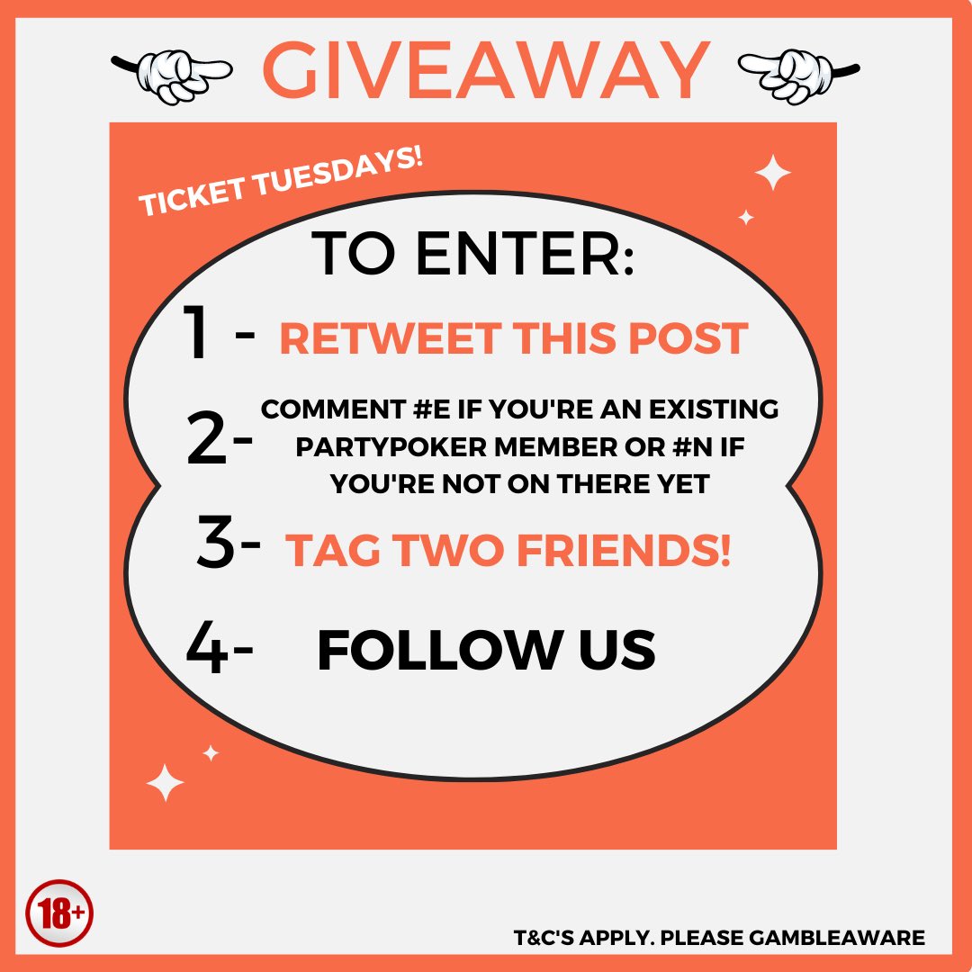 🚨 🚨 Giveaway 🚨 🚨 

We are giving away 10 Predator x $22 tickets on partypoker!

5 for new members &amp; 5 for existing! 

Follow the details below to enter! Winners announced on Thursday at 4pm! 18+ only #AD #tickettuesday
