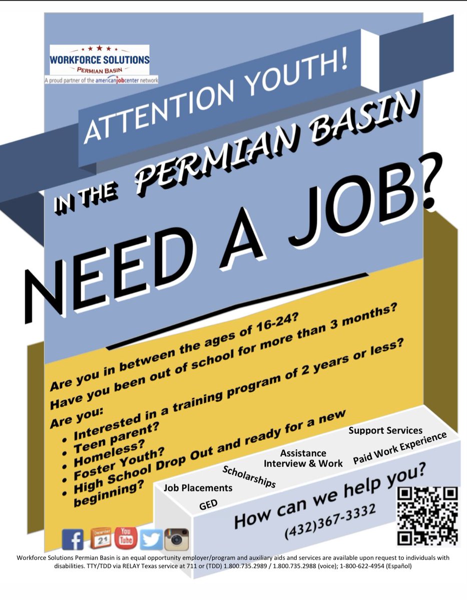 lbryant_oc's tweet photo. #WorkforceSolutions will pay for your college education and pay for you to get on the job training at #OdessaCollege! If you meet any of these qualifications below, message me and I can help get you started! https://t.co/lQQrDMw0Np