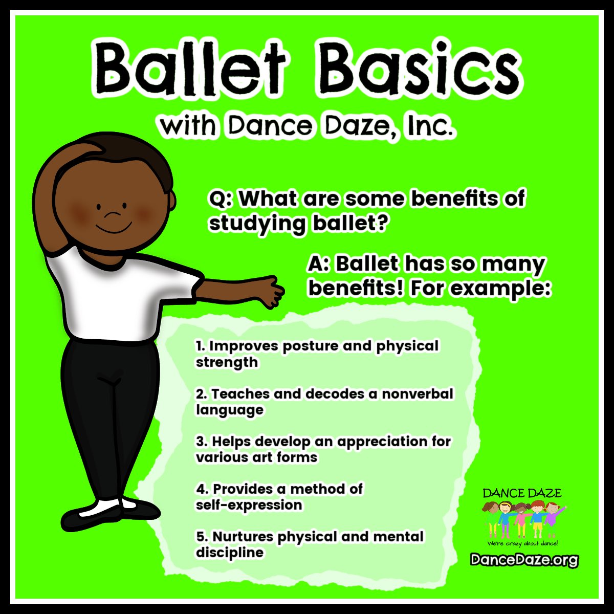 DanceDazeInc's tweet photo. Strength, an appreciation for the arts, and developing a tool for nonverbal self-expression are just a few of the advantages that can come from ballet studies.

Learn more about dance and creativity: https://t.co/k2NTp78ZPD

#DancingColorfully #DanceEducation #BalletBasics https://t.co/akowHCxesr