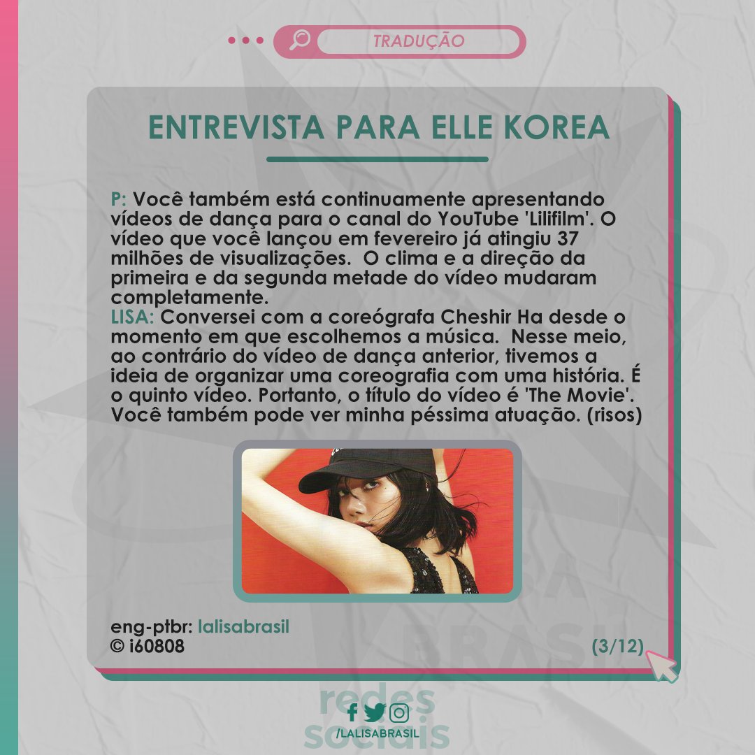 BLACKPINK BRASIL on X: 📌 Entrevista da Lisa para a revista Elle