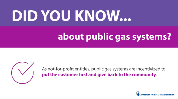 APGA's tweet photo. Did You Know... As not-for-profit entities, public #naturalgas systems are incentivized to put the customer first and give back to the community. #dyk https://t.co/Wo41Y6dcaf