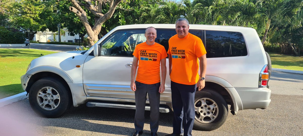 His Excellency, Governor <a href="/martynroper/">Martyn Roper</a> and Deputy Governor Hon Franz Manderson carpooled to work as part of Car Free Week, March 22 to 26.

Visit energy.gov.ky to pledge and find out ways you and your team can participate in the initiative.