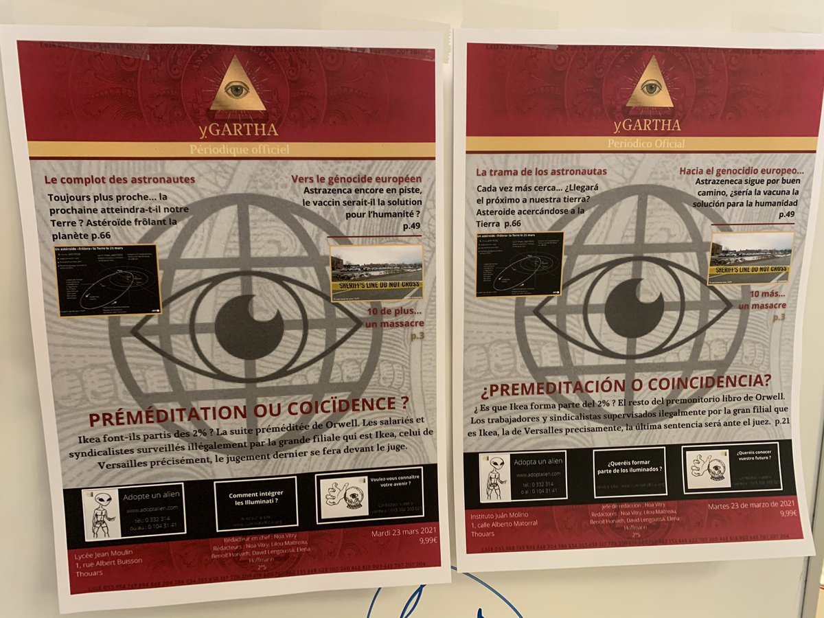 CdiCite's tweet photo. Fin de journée pour le Concours de Une et place au vote pour envoyer les deux lauréates...
Résultat... « Info Joven » et « pequeño trueno » représenteront notre lycée pour le concours académique 
@LeCLEMI @clemicreteil #clemi #concoursdeune https://t.co/LWn7zZgkrQ