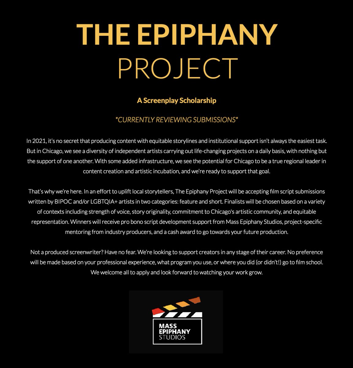 MassEpiphany's tweet image. Thank you everyone for submitting your scripts! We are currently in the process of reviewing all submissions and you will be notified if you have moved on to the next round. Keep continuing to tell your stories. You are appreciated and your voice matters! #iseeme #massepiphany