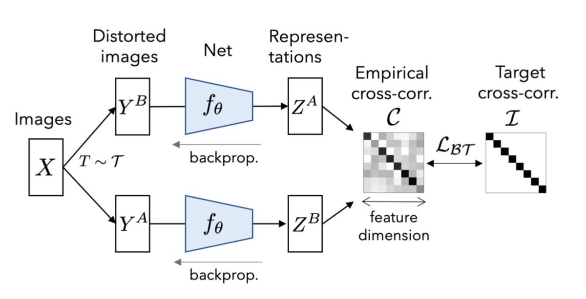 Ar_Douillard's tweet photo. Barlow Twins: Self-Supervised Learning via Redundancy Reduction: https://t.co/5ivqL3j9SU

How cross-correlation matrix can help us avoiding the infamous collapse found in siamese-like networks.

A thread 👇 https://t.co/eaAYHXPtCb