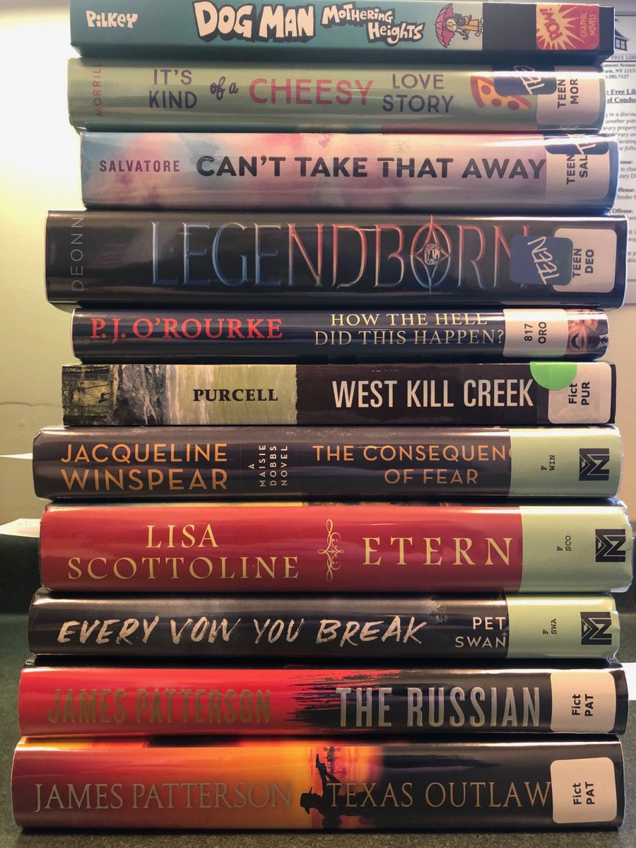 SchoharieLib's tweet photo. A little something for everyone @SchoharieLib. Come check out today's new additions to our collection! #library #librarytwitter https://t.co/yKPym9ZQFL