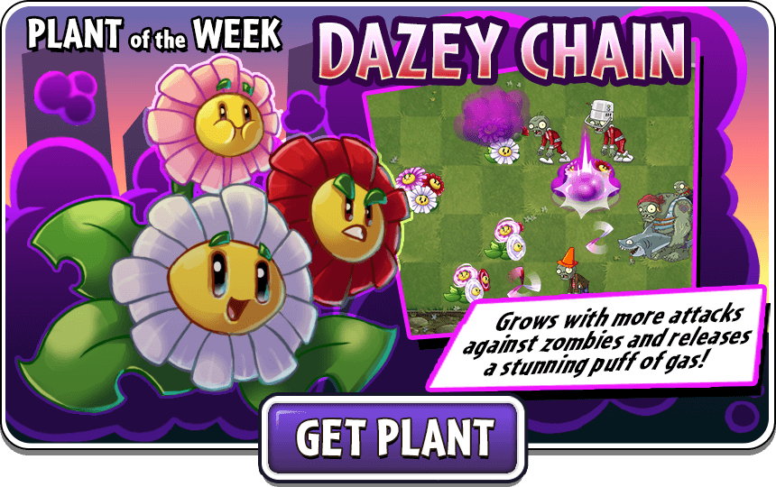 PlantsvsZombies's tweet image. Not one, not two, but three flowers that combo... simply stunning! 🌼🌼🌼 Don&apos;t just stand there, grab Dazey Chain as this week&apos;s Plant of the Week in #PvZ2!
