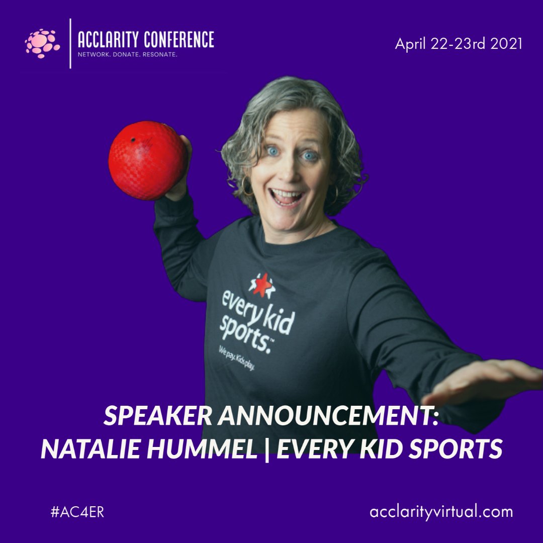 AcclarityConf's tweet photo. We are proud to host Every Kids Sports Founder Natalie Hummel as a featured speaker at @acclarity4economicrecovery  @everykidsports

#sports  #football #charity https://t.co/ouc1K0Eq9M
