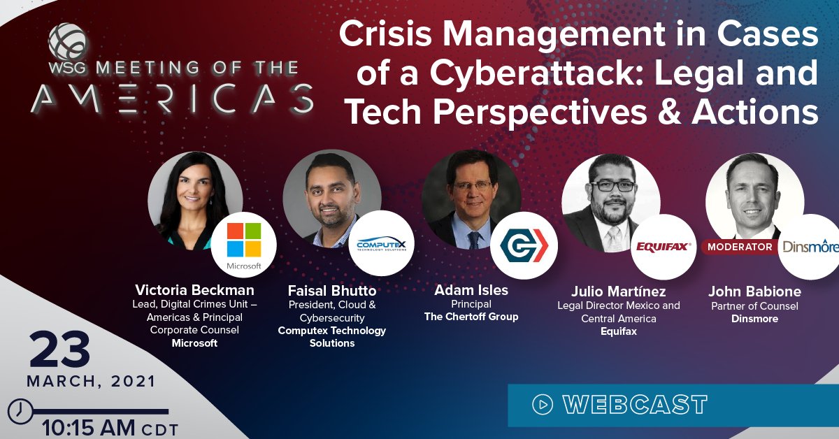 WorldServsGroup's tweet photo. Thank you to our @WorldServsGroup expert speakers and attendees for this great session on varying #legal and #tech perspectives and experiences when deciphering and recovering from the aftermath of #cyberattack.
#WSGEvents2021 #WSGInteractive #legal #technology #cybersecurity https://t.co/1yXrf7Ag8r